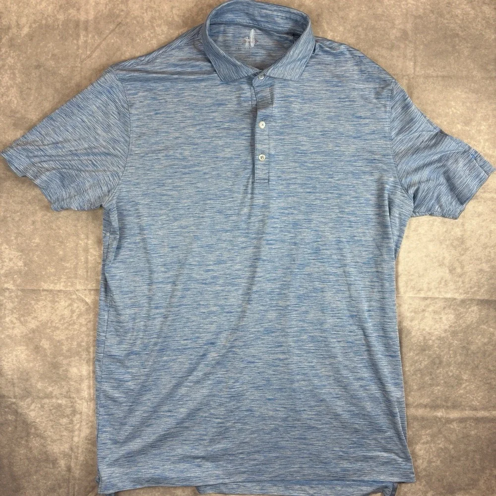 Johnnie-O Polo Shirt Lot (2) Mens L White Blue Floral Feather Performance Preppy - Picture 7 of 16